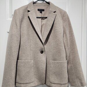 Ann Taylor Hutton Blazer in Brushed Rib Knit Neutral Beige Heather 12P